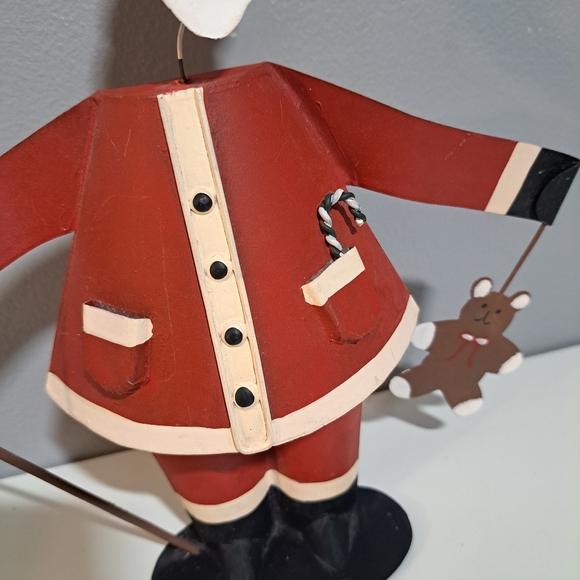 Dept 56 Metal Santa Figure Holding Bear‎ And Tree - Picture 4 of 6